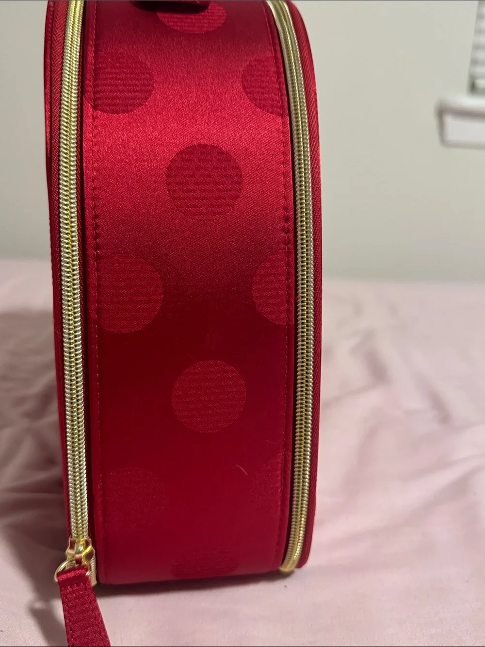 Estee Lauder Red Polka Dot Handle Cosmetic Case